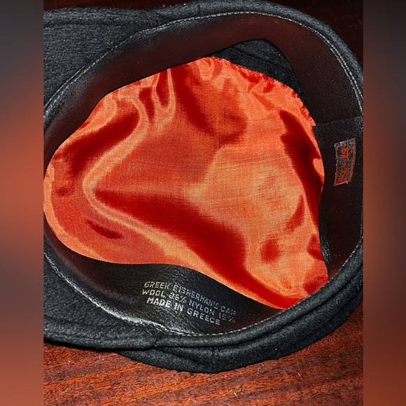 NWOT Greek Fisherman’s cap wool blend black textured size 57-7 1/8 nautical - Picture 6 of 8